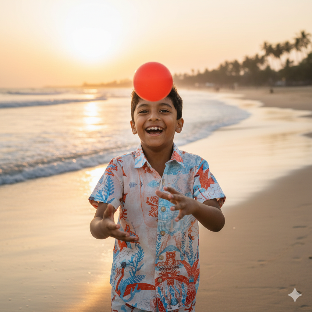 Firenze boys tropical printed shirt up to 12 years, red blue designer beachwear, matching family set