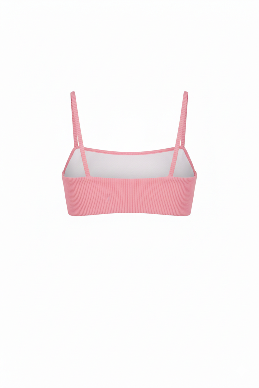 Kaia ribbed pink stylish bikini top for women summer and beachwear -comfortable, elegant and sustainable swimwear