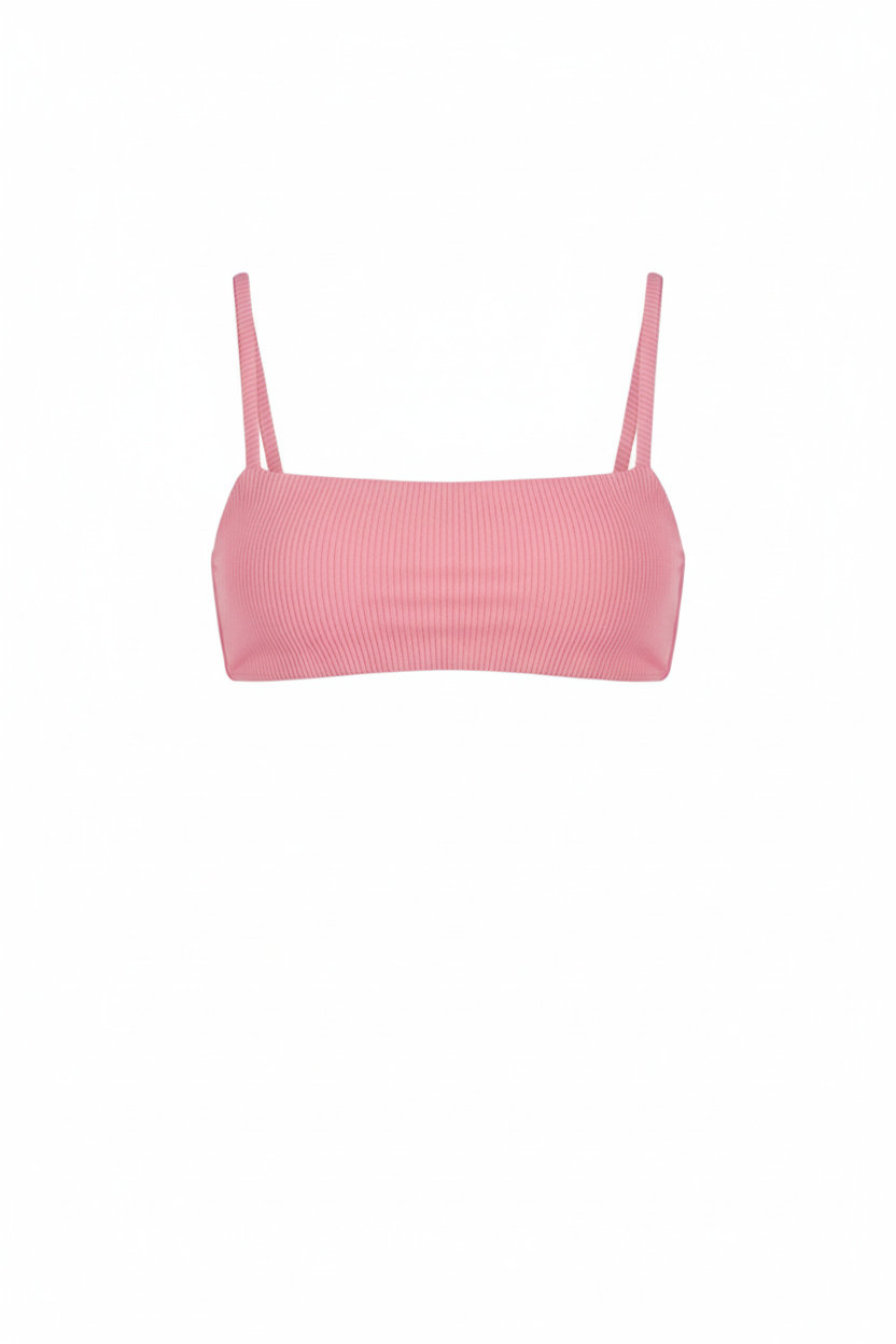 Kaia ribbed pink stylish bikini top for women summer and beachwear -comfortable, elegant and sustainable swimwear